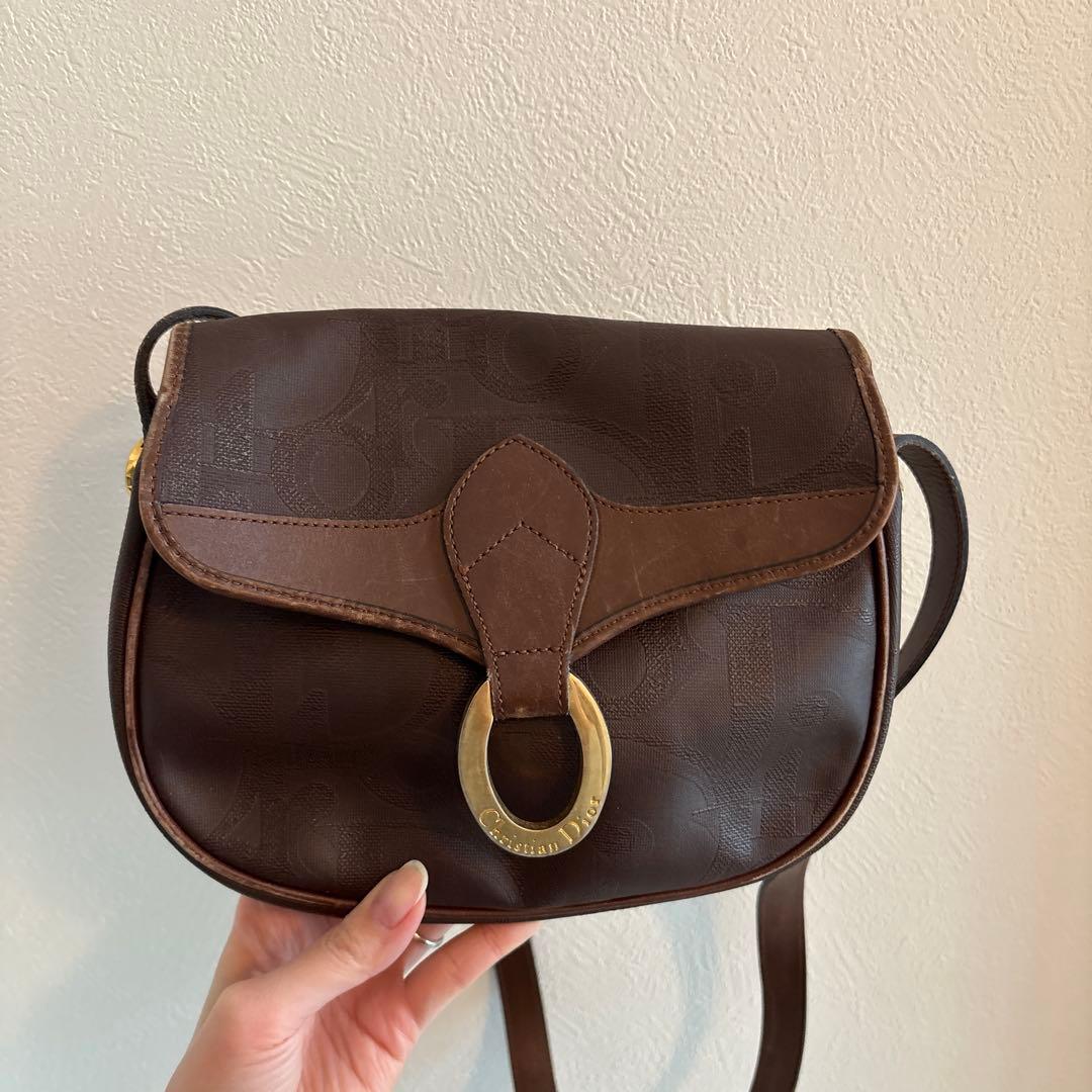 Dior ブラウンレザーショルダーバッグ