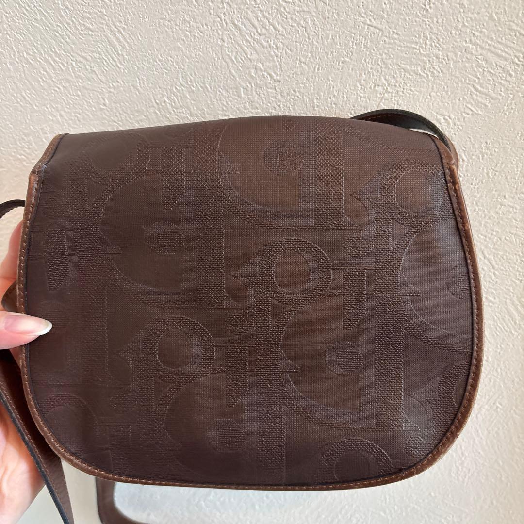 Dior ブラウンレザーショルダーバッグ