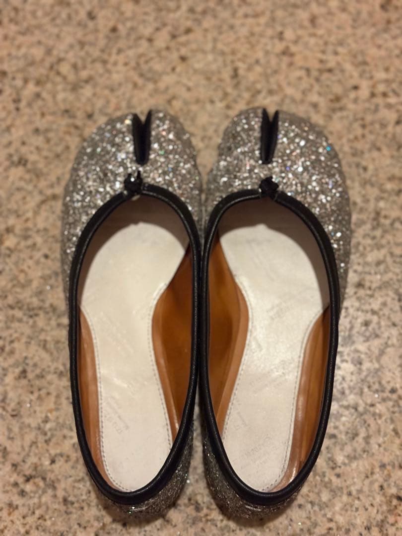 マルジェラ tabi タビ バレエ メタリック スパンコール シルバー 36