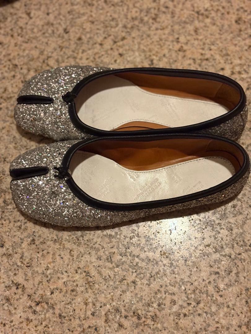 マルジェラ tabi タビ バレエ メタリック スパンコール シルバー 36