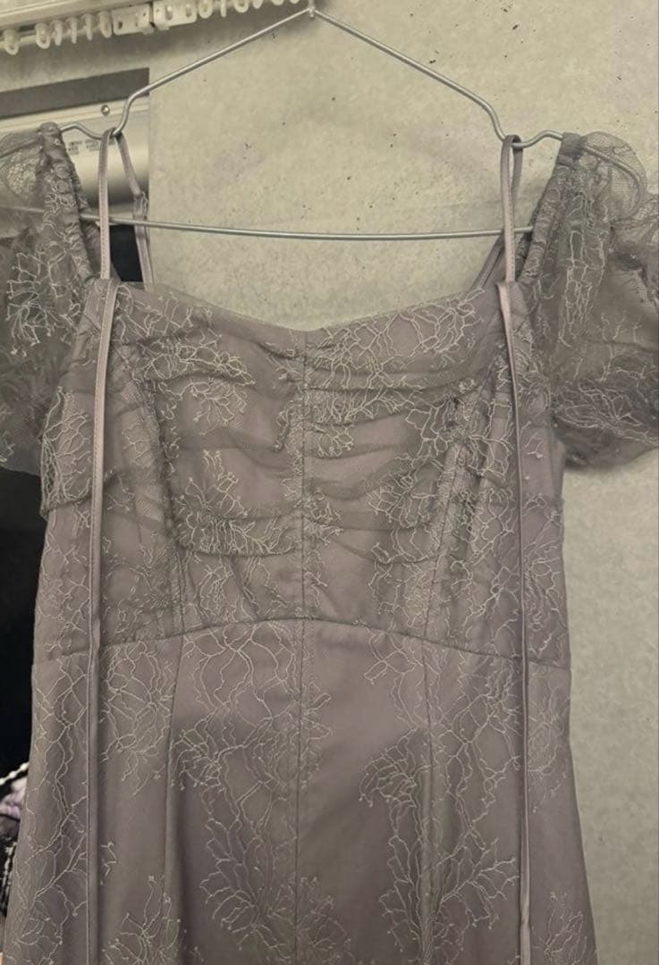 スナイデル snidel ギャザードレープレースドレス グレー