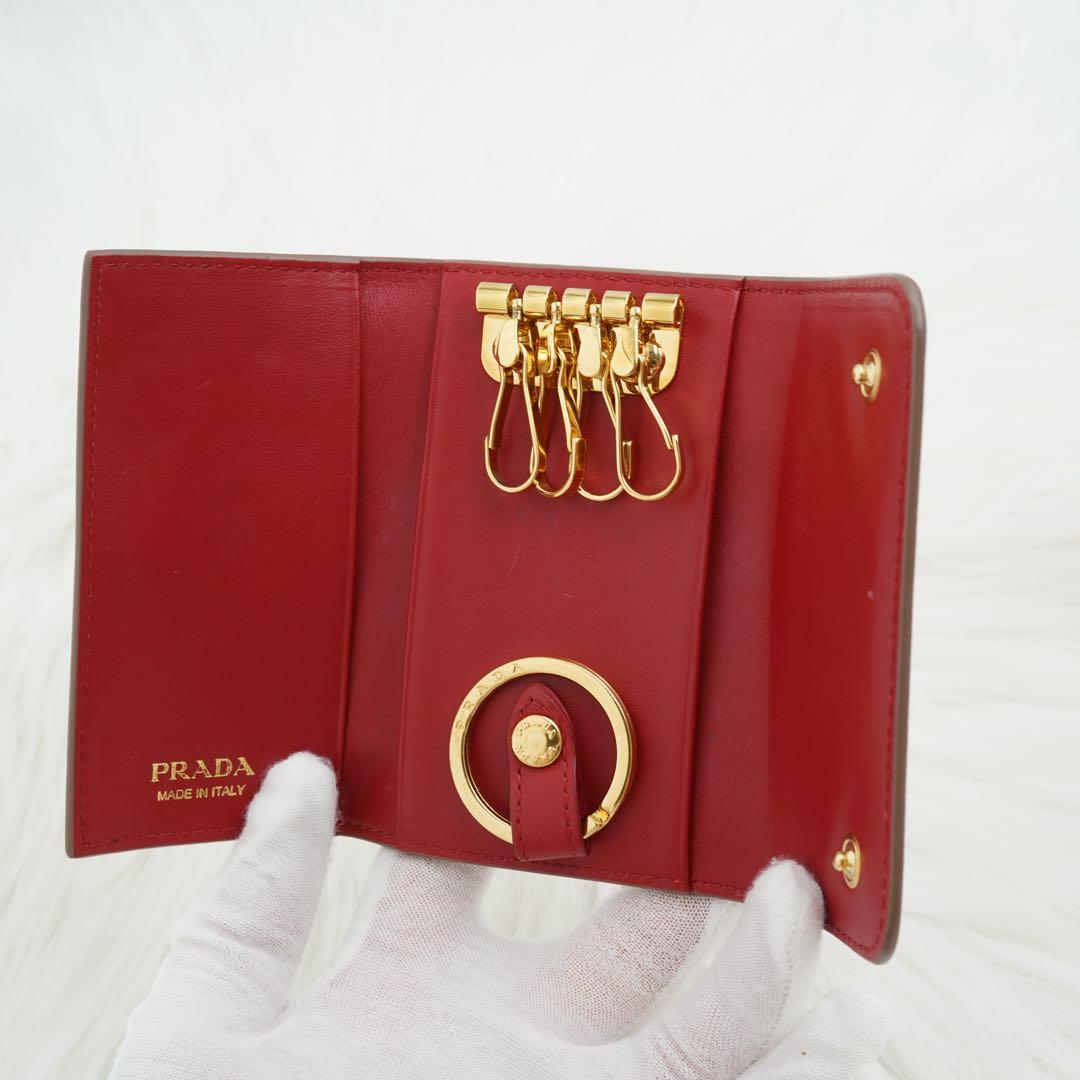新品同様/未使用級　箱・カード付き　PRADA プラダ　キーケース　リボン　希少