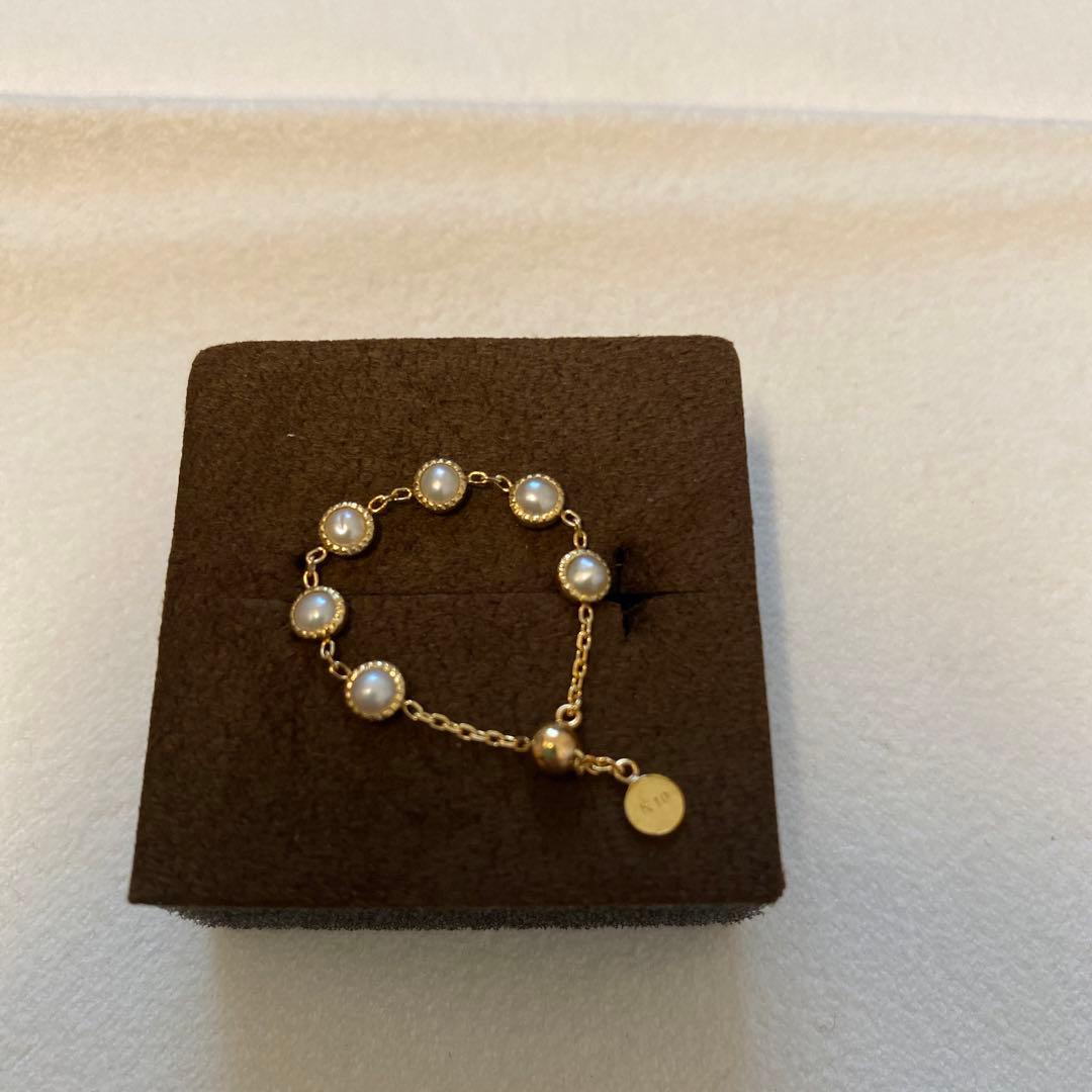 アガット　パールチェーンリング