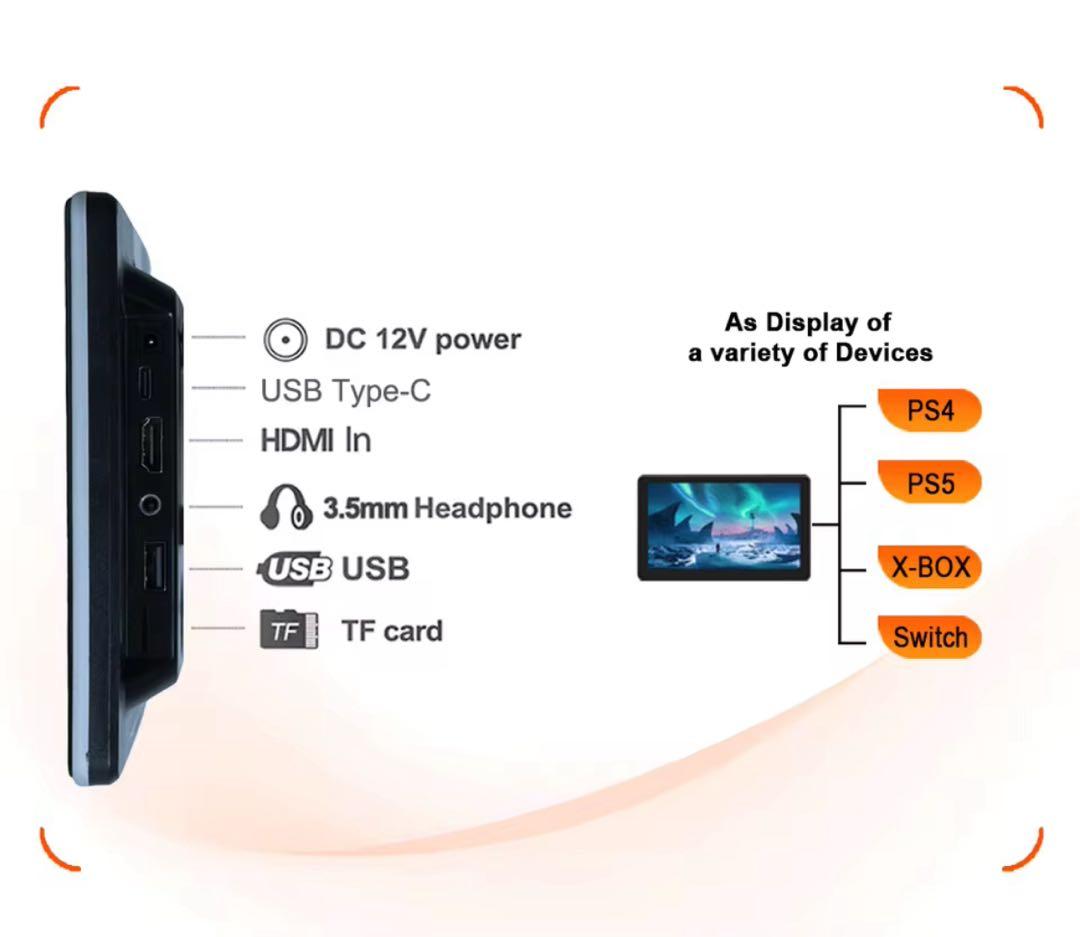 10.1 インチ タッチスクリーン 液晶ヘッドレストモニター HDMI