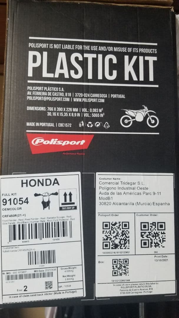 ポリスポーツ 赤 カウルパーツ 新品　ＣＲＦ２５０Ｒ