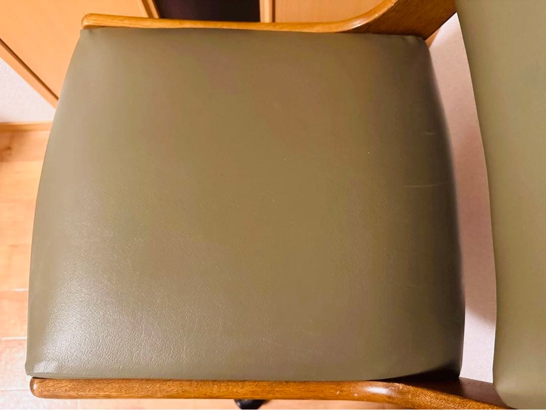 極美品✨浜本工芸 木製オーク材フレーム×本革レザー キャスター付き デスクチェア