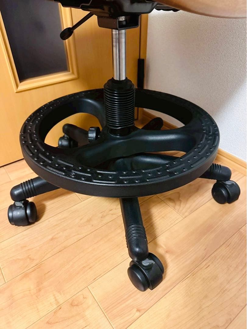 極美品✨浜本工芸 木製オーク材フレーム×本革レザー キャスター付き デスクチェア