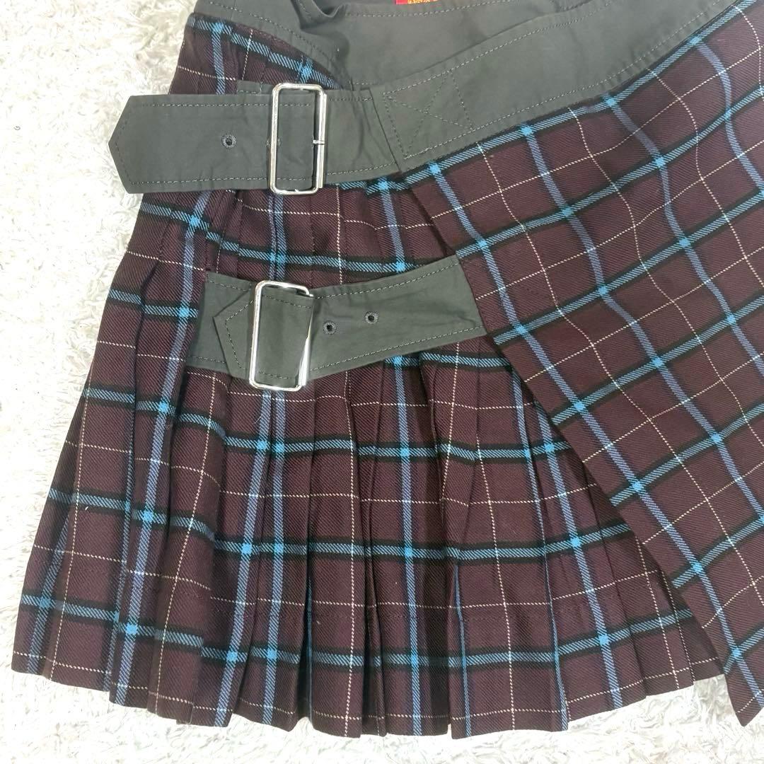 ヴィヴィアンウエストウッド　プリーツ　ラップスカート チェック　ベルト