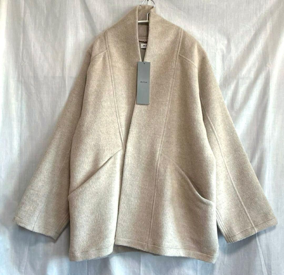 12/30迄★新品★MITTAN★ウールシルクキャメル半纏ブルゾン　白茶24AW