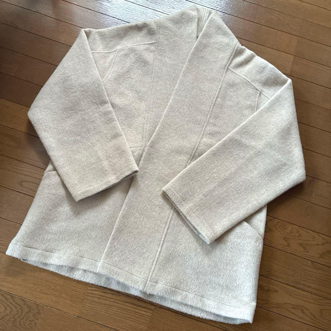 12/30迄★新品★MITTAN★ウールシルクキャメル半纏ブルゾン　白茶24AW