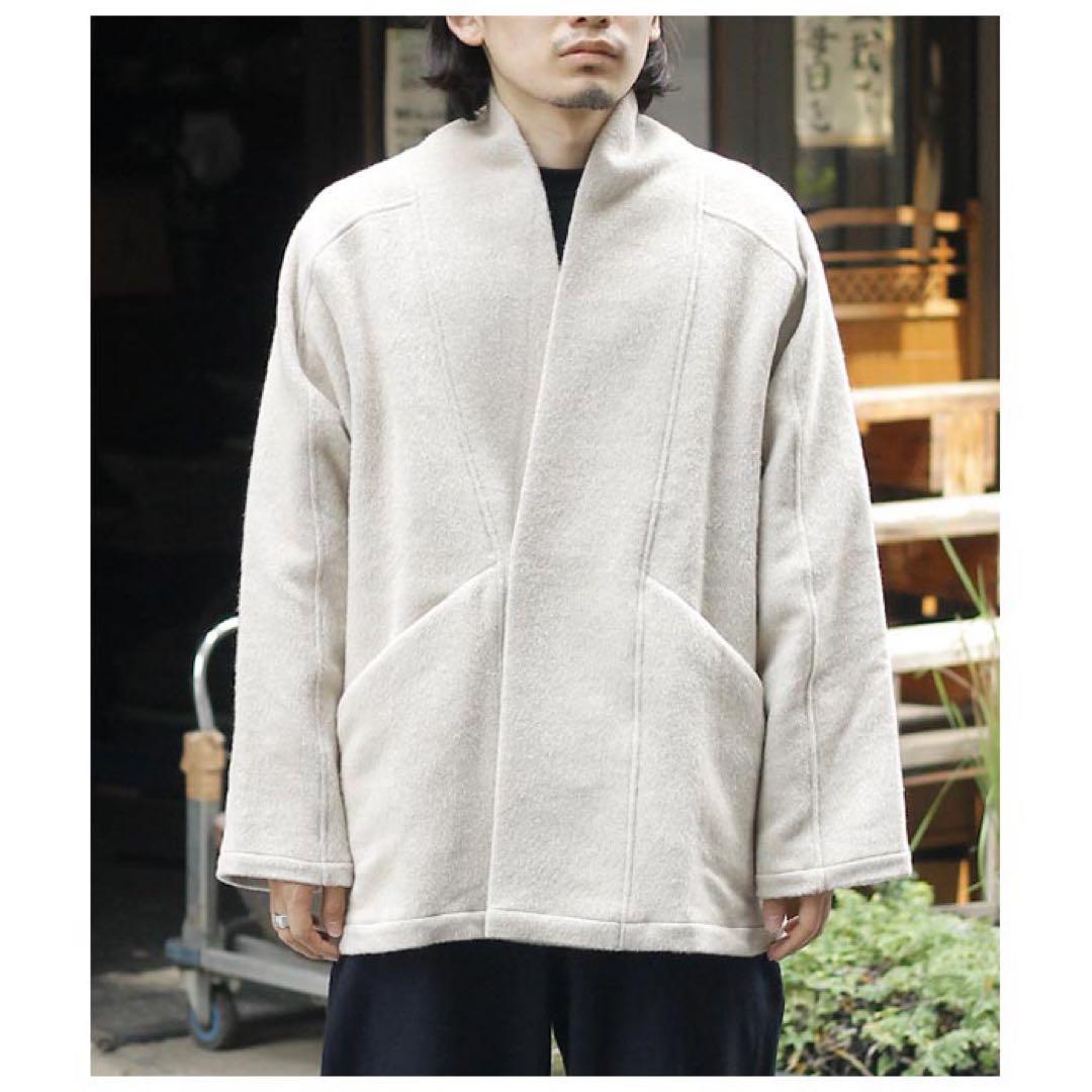 12/30迄★新品★MITTAN★ウールシルクキャメル半纏ブルゾン　白茶24AW