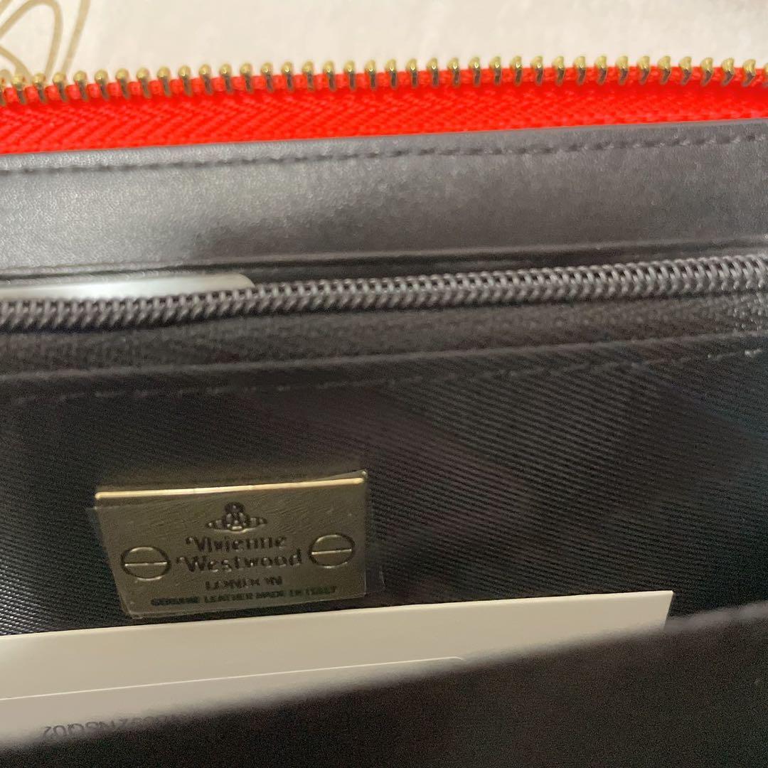 Vivienne Westwood エナメル長財布 黒/オレンジ