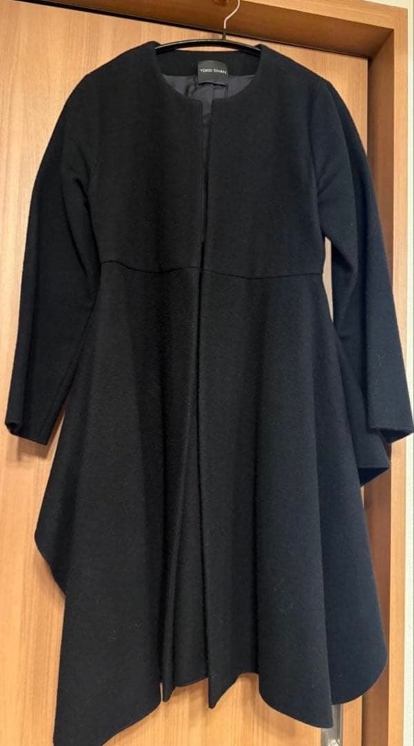 YOKO CHAN ロングコート　黒　フリル　ヨーコチャン