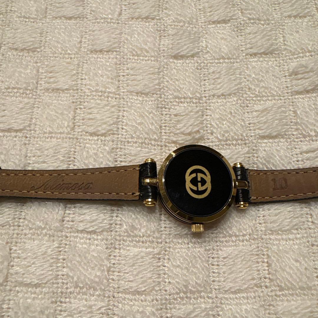 GUCCI 時計 シェリーライン レザーベルト ゴールド ブラック