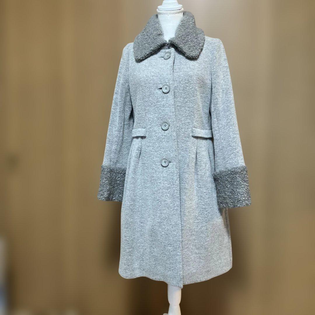 ピノーレ　グレー ウール混紡 ロングコート　サイズ42