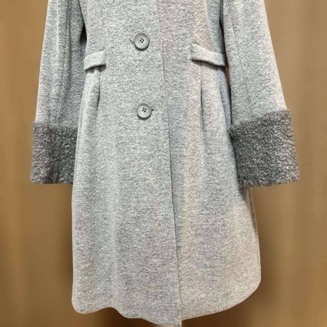 ピノーレ　グレー ウール混紡 ロングコート　サイズ42