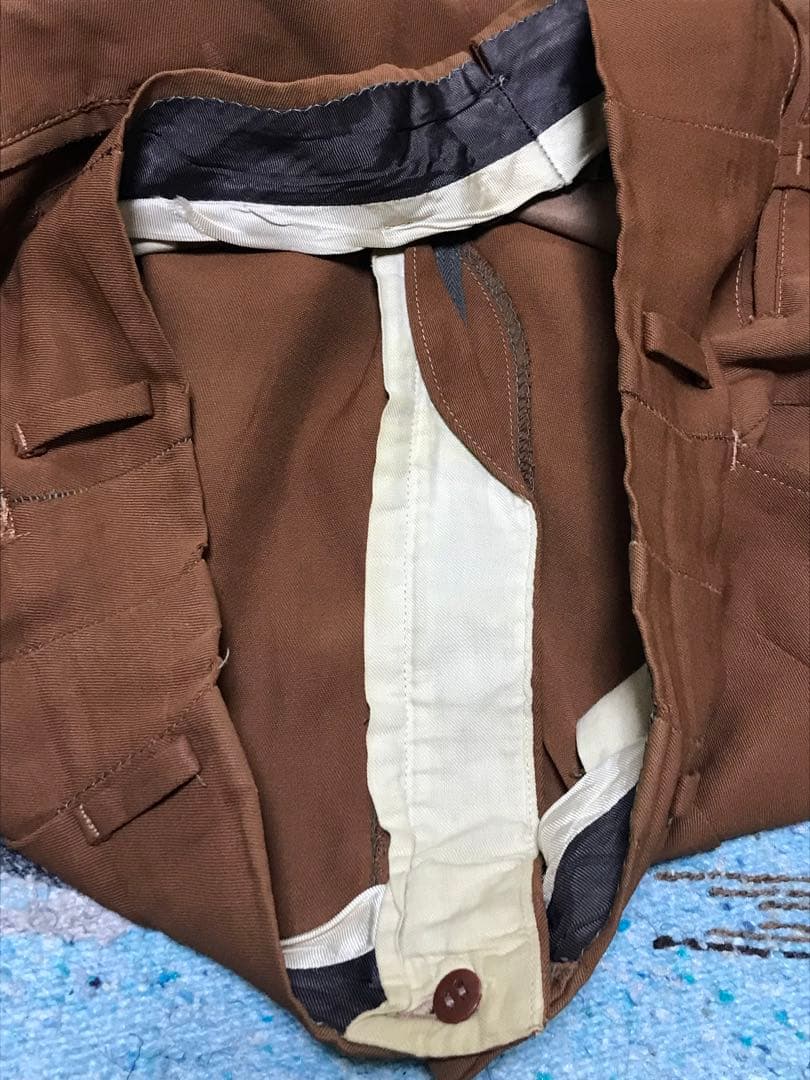 50s レーヨン ギャバジン スラックス フェード 煉瓦 茶 60s 2タック