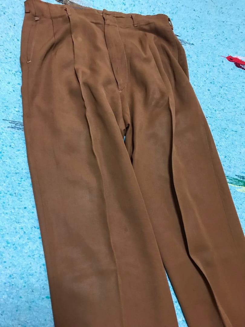 50s レーヨン ギャバジン スラックス フェード 煉瓦 茶 60s 2タック