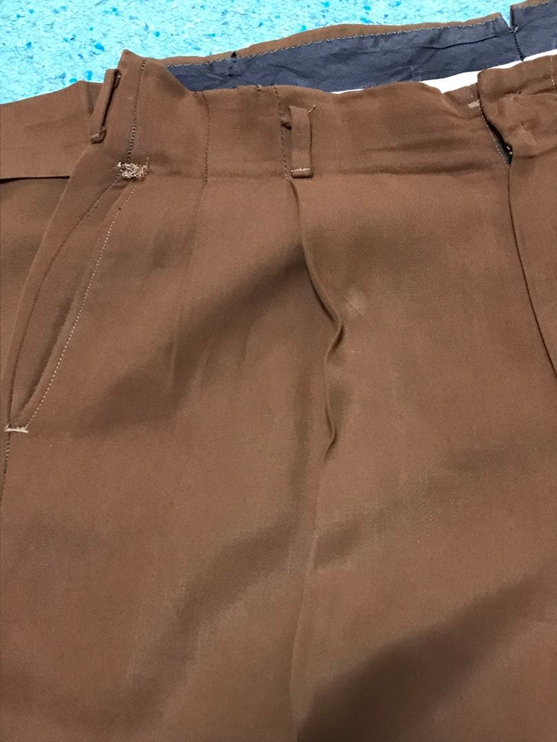 50s レーヨン ギャバジン スラックス フェード 煉瓦 茶 60s 2タック