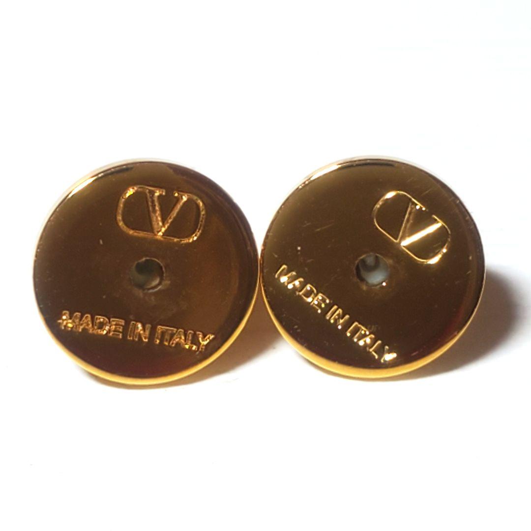 【美品】ヴァレンチノ ピアス ラインストーン ロゴ ゴールド