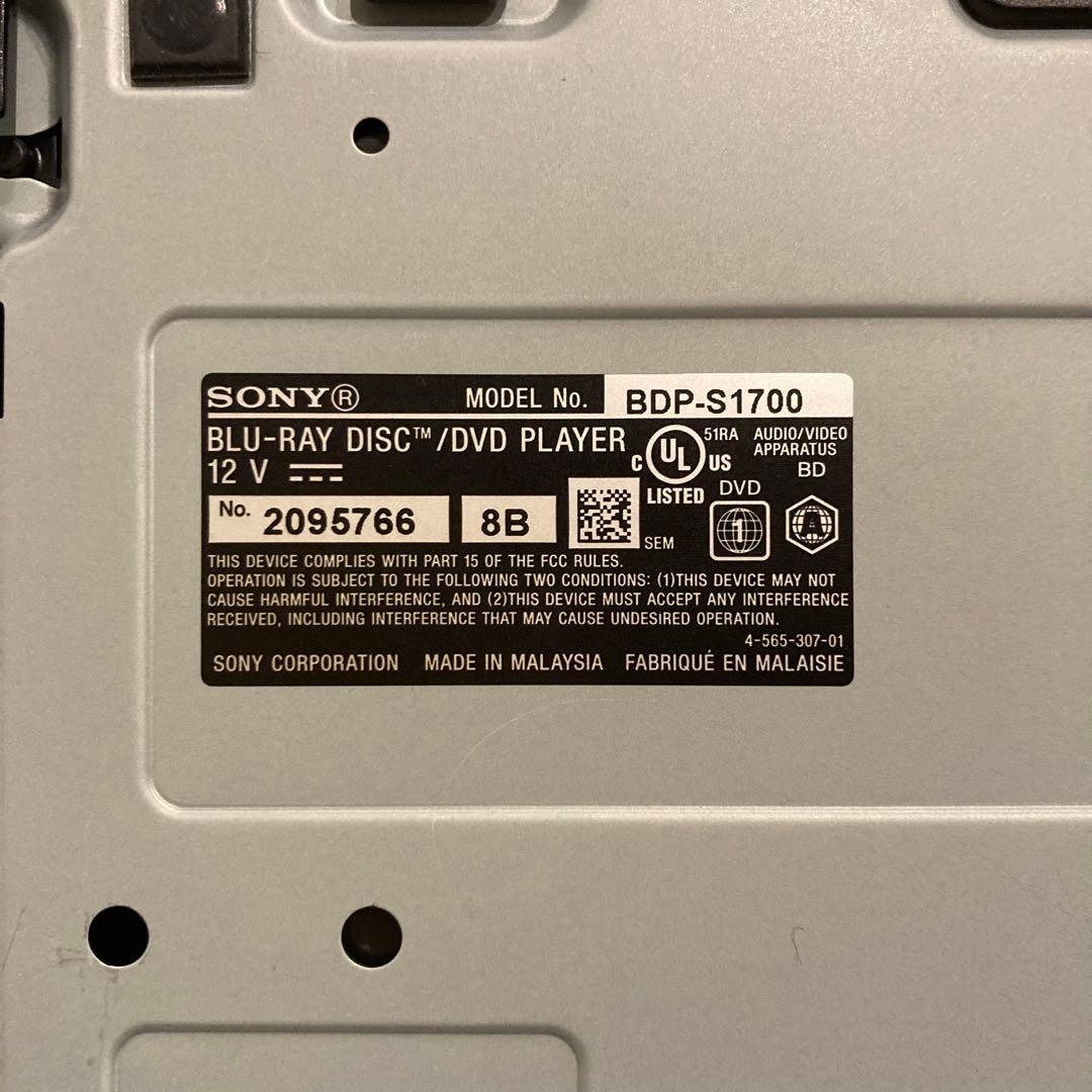 SONY BD/DVDプレイヤー BDP-1700 リージョンフリー 米国購入品