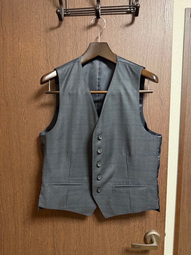 AB4新品未使用！極上イタリアREDAウール100%グレー3ピーススーツ！極小訳