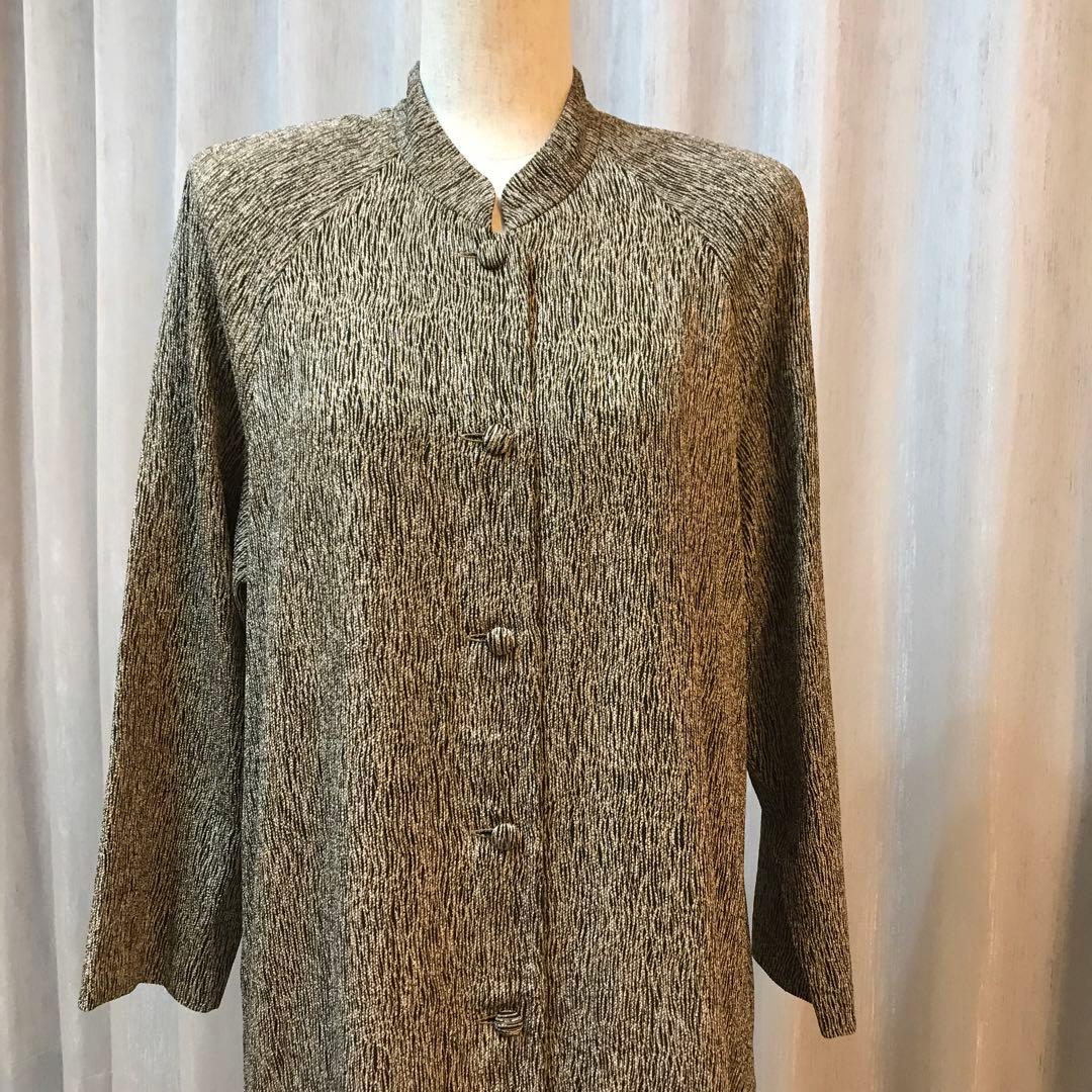 詩仙堂☆タムラヒトシ　大きいサイズ　ロングジャケット　春先コート　縮緬　極美品‼️