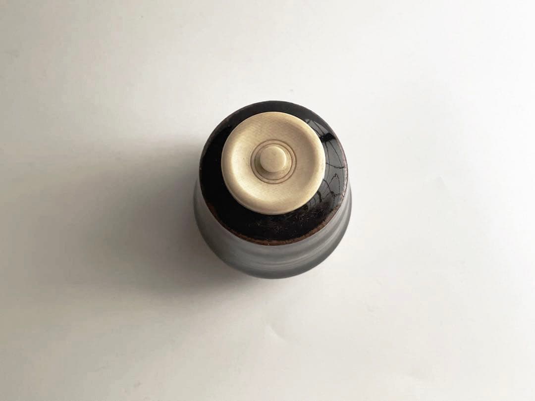 茶道具　出雲焼茶入　藤井誡堂書付　銘　閑居　共箱　肩衝茶入　棗