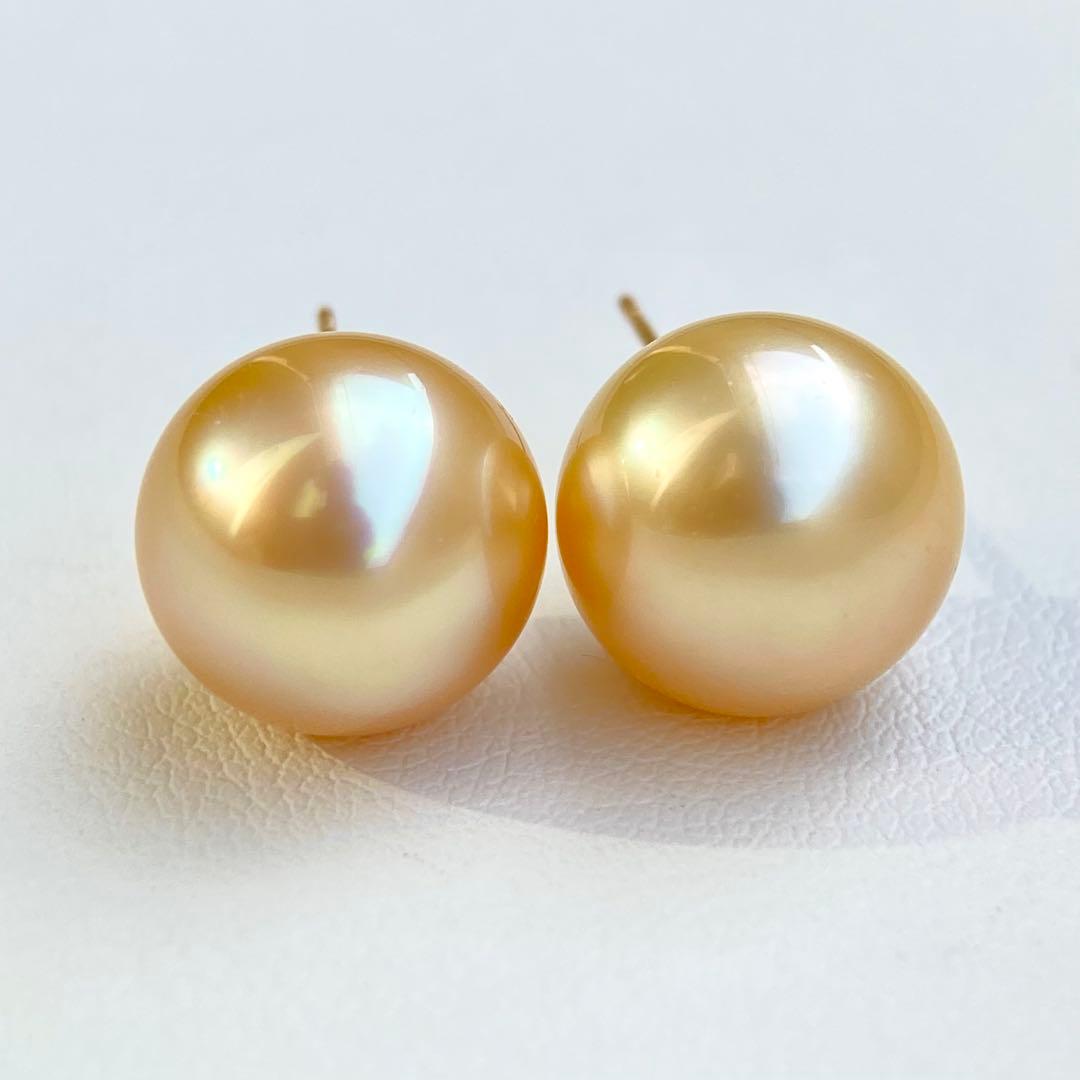 本真珠南洋白蝶真珠ゴールド11.6㍉k18直結ピアスBL927