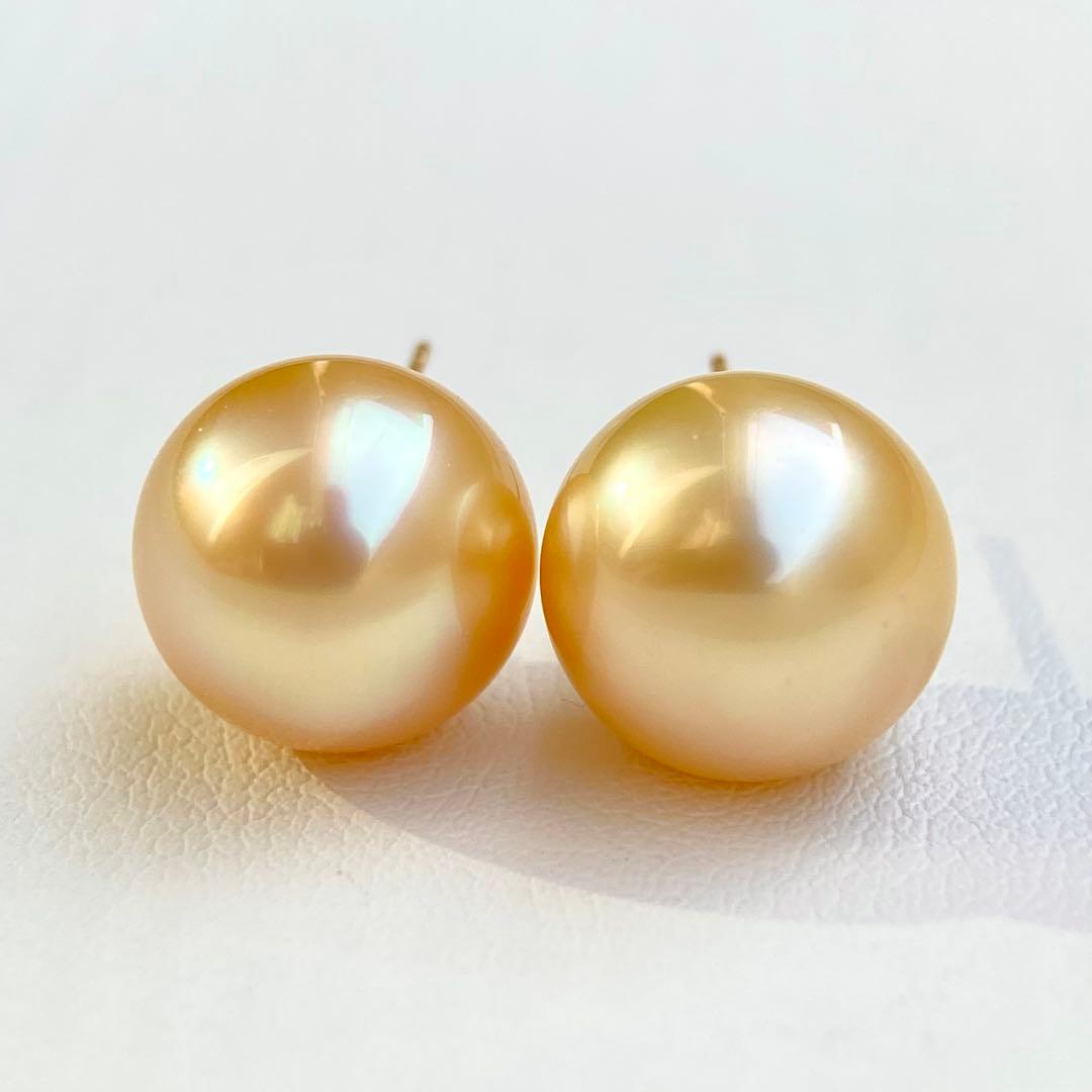 本真珠南洋白蝶真珠ゴールド11.6㍉k18直結ピアスBL927