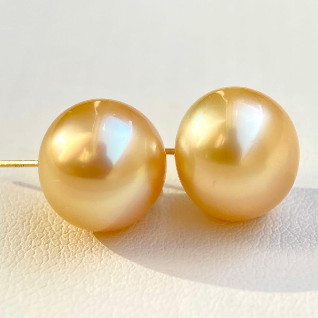 本真珠南洋白蝶真珠ゴールド11.6㍉k18直結ピアスBL927