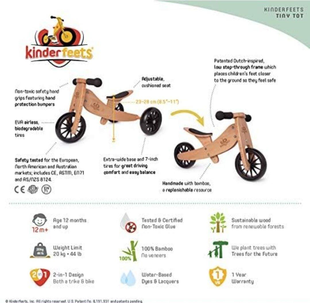 【未使用に近い】kinderfeets✨2in1バランスバイク 竹色 3点セット