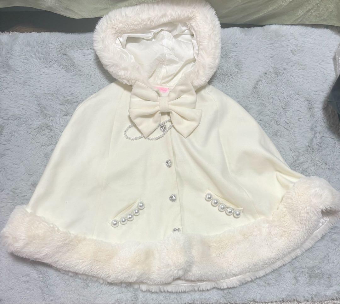 MARS リボン付きボリュームファーフードケープコート