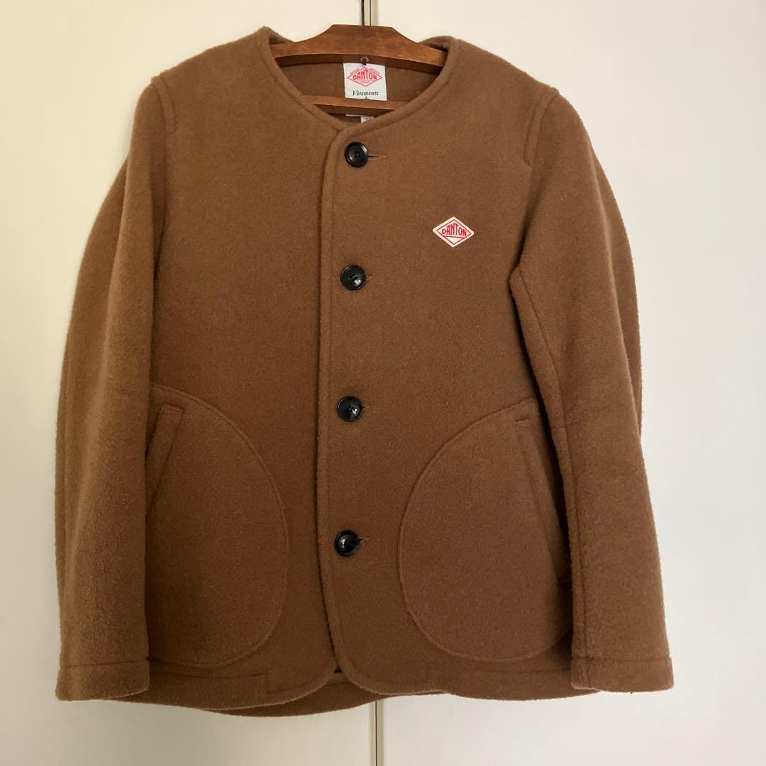 DANTON ダントン ノーカラー ジャケット コート キャメル サイズ34