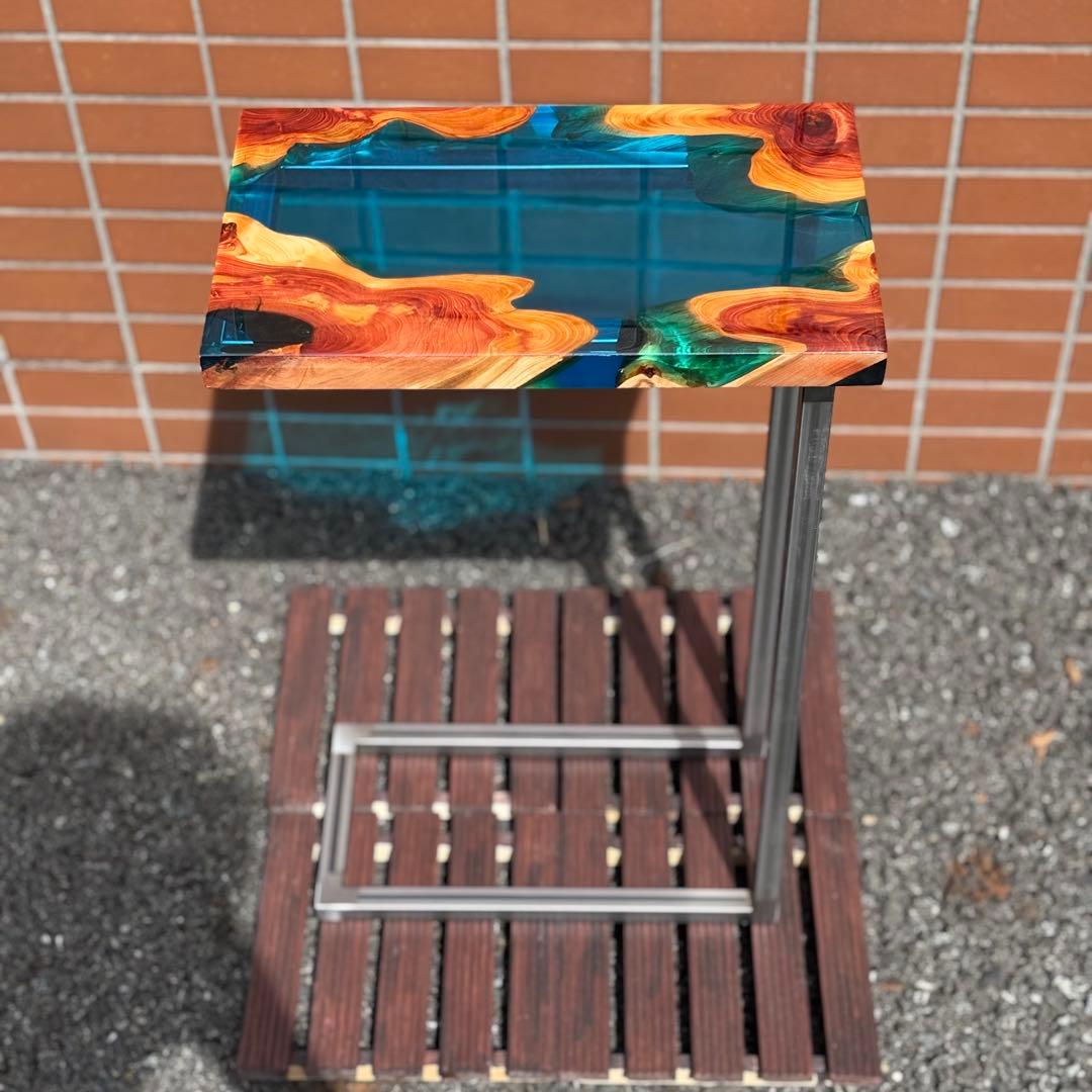 サイドテーブル アイアン 無垢 木製 おしゃれ アンティーク コの字 ミニ 伊吹