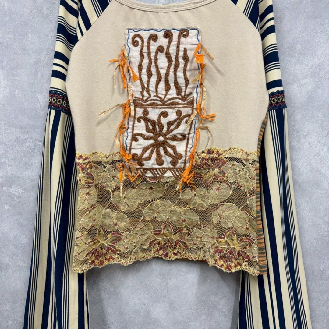 良デザイン◎ Y2K SAVE THE QUEEN 総柄トップス N2566