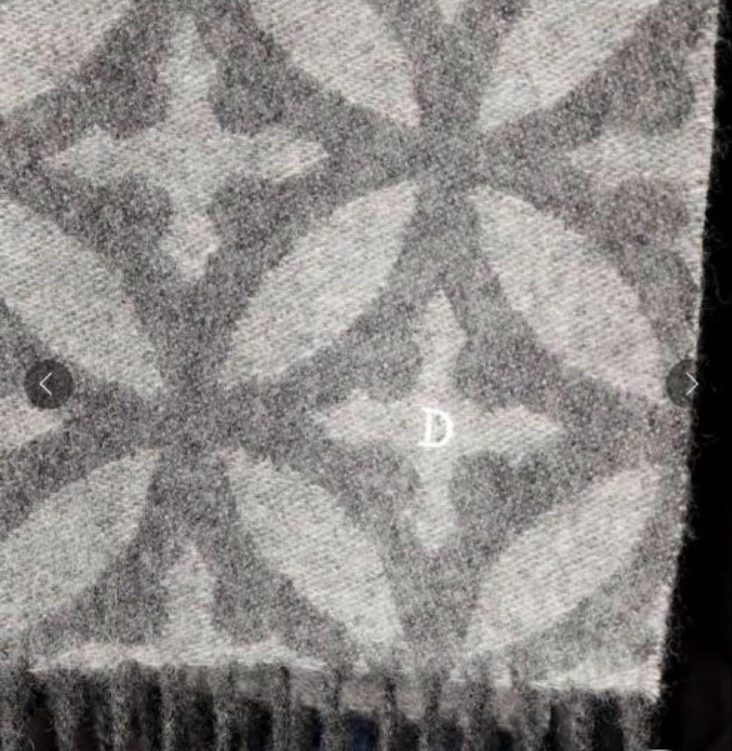 未使用■オーバーラップサークル モノトーンカシミヤ100%マフラー