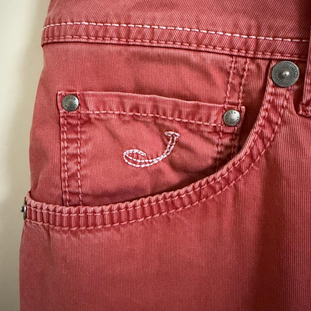 ヤコブコーエン JACOB COHEN 赤 カラーパンツ622.C w32