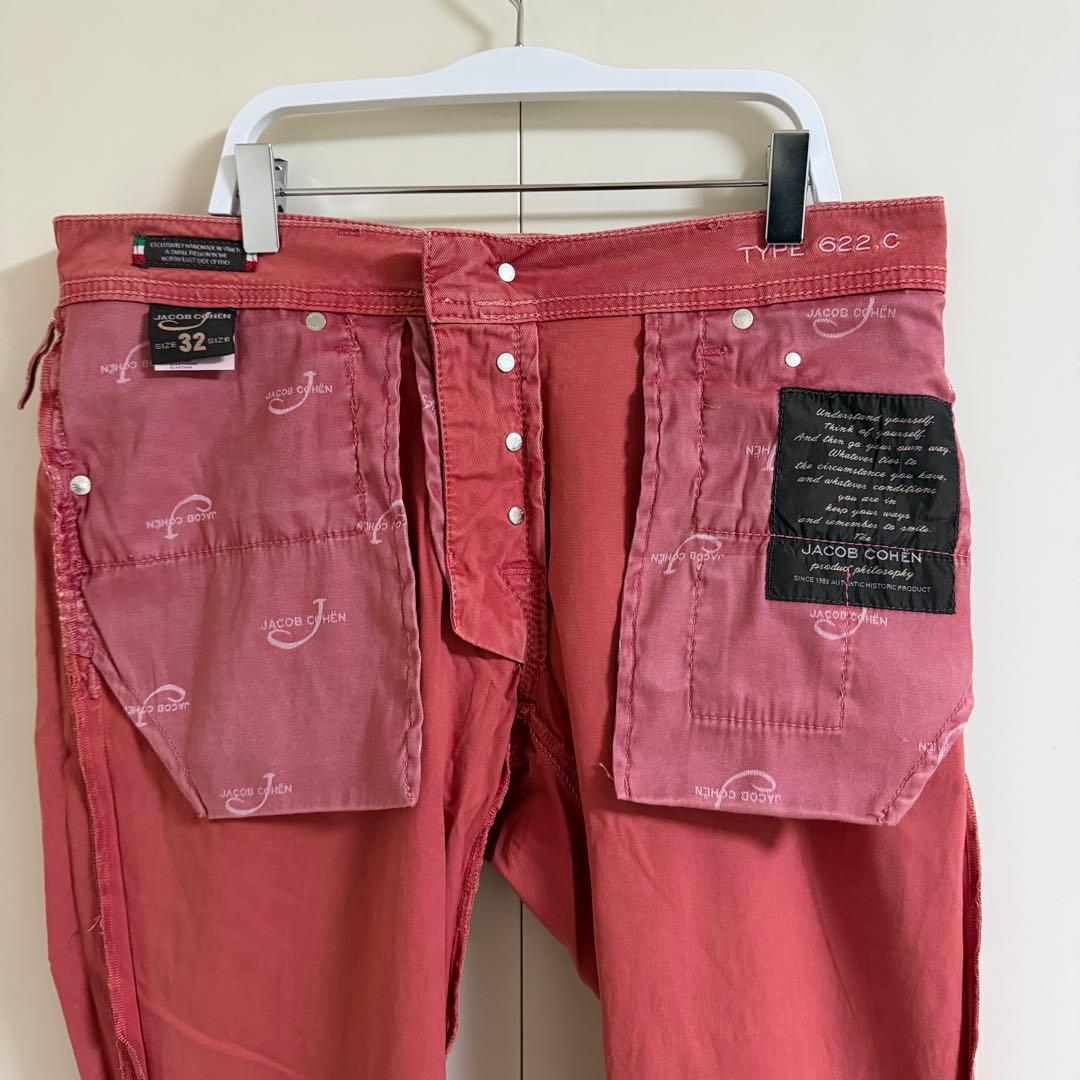 ヤコブコーエン JACOB COHEN 赤 カラーパンツ622.C w32