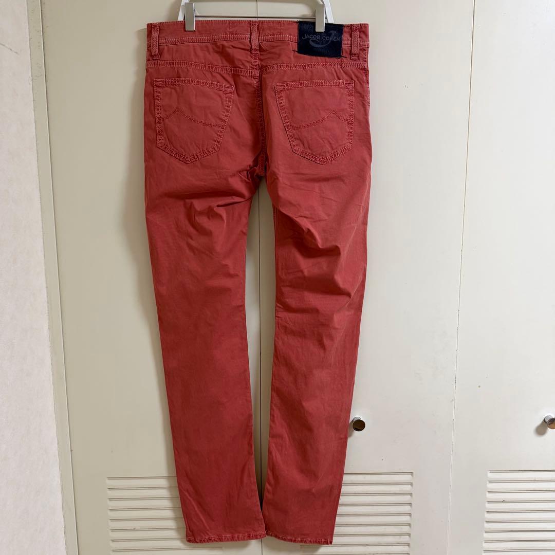 ヤコブコーエン JACOB COHEN 赤 カラーパンツ622.C w32