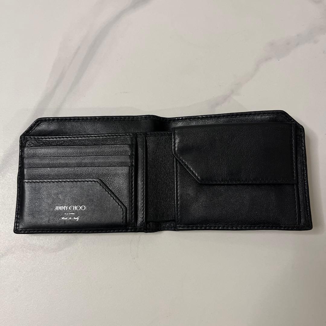 JIMMY CHOO ブラックレザー二つ折り財布