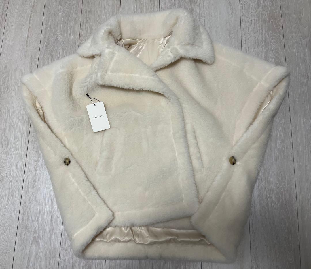 専用♡テディベア/ポンチョ/ホワイト/LiLiRena/MaxMara好き