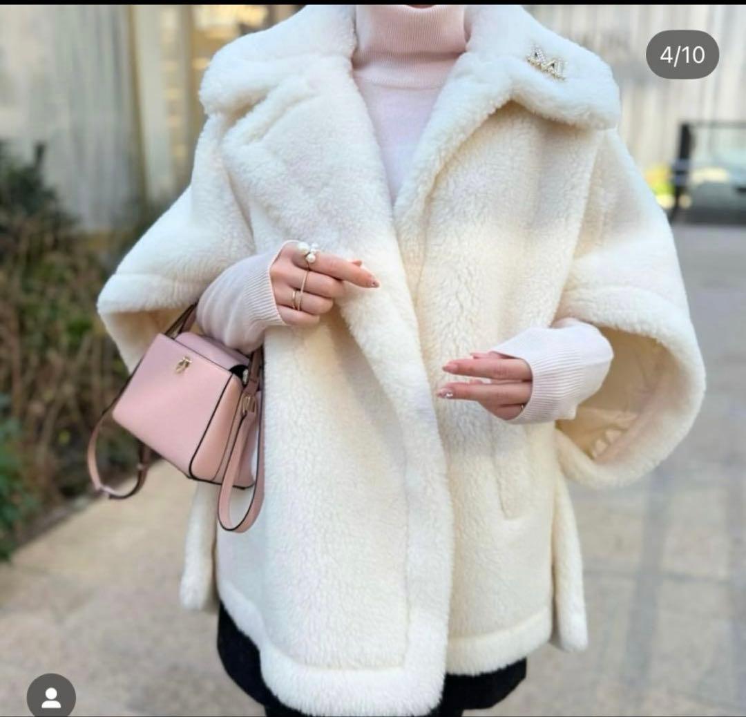 専用♡テディベア/ポンチョ/ホワイト/LiLiRena/MaxMara好き