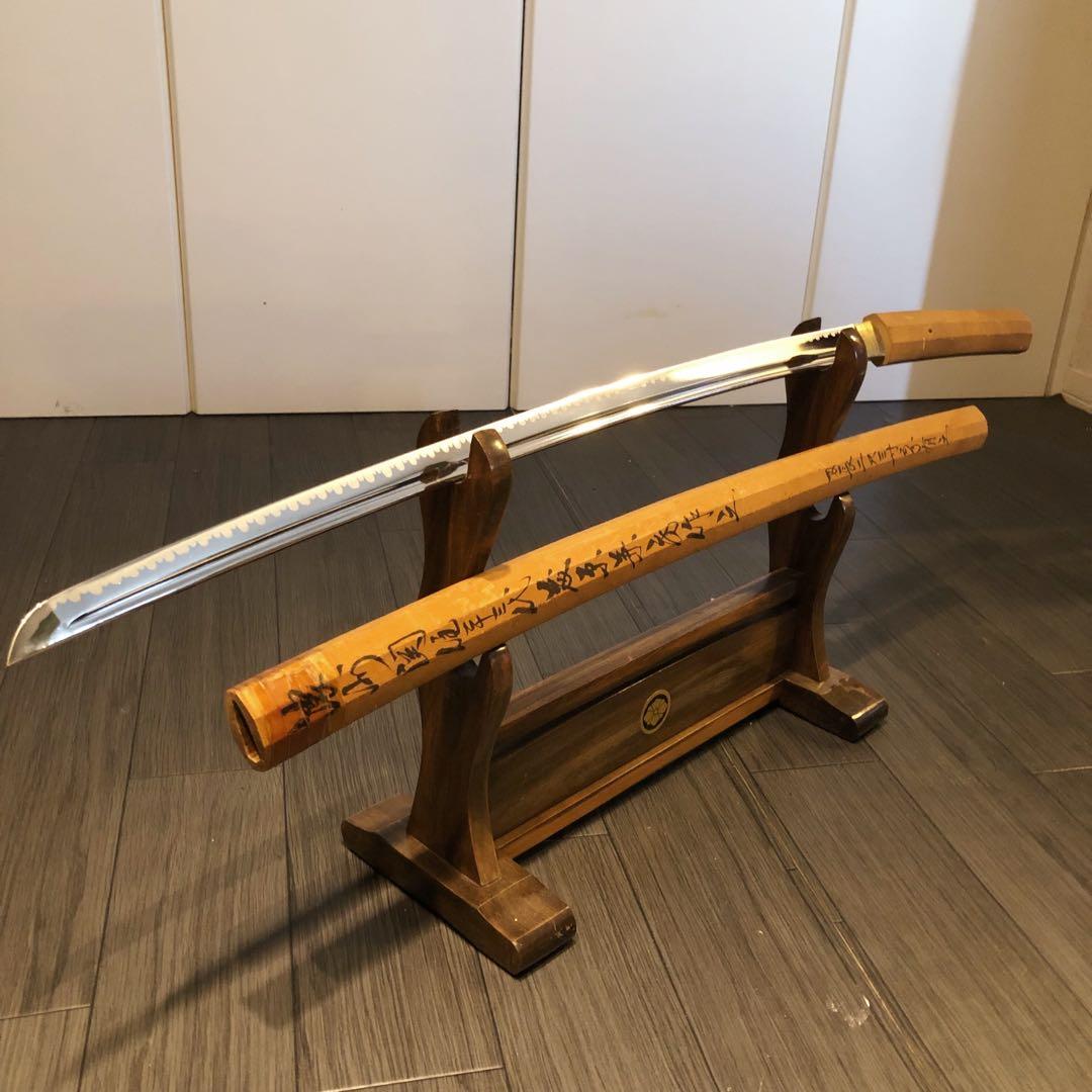 高級模造刀 白鞘 樋入り刀身　濃州関住二十三代藤原兼房作之 刃長二尺三寸五分有之