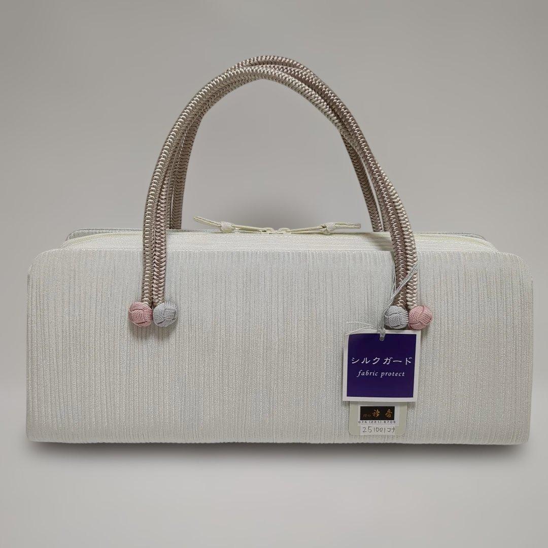和装バッグ　横長　利休　バッグ　小田巻　　正絹　日本製