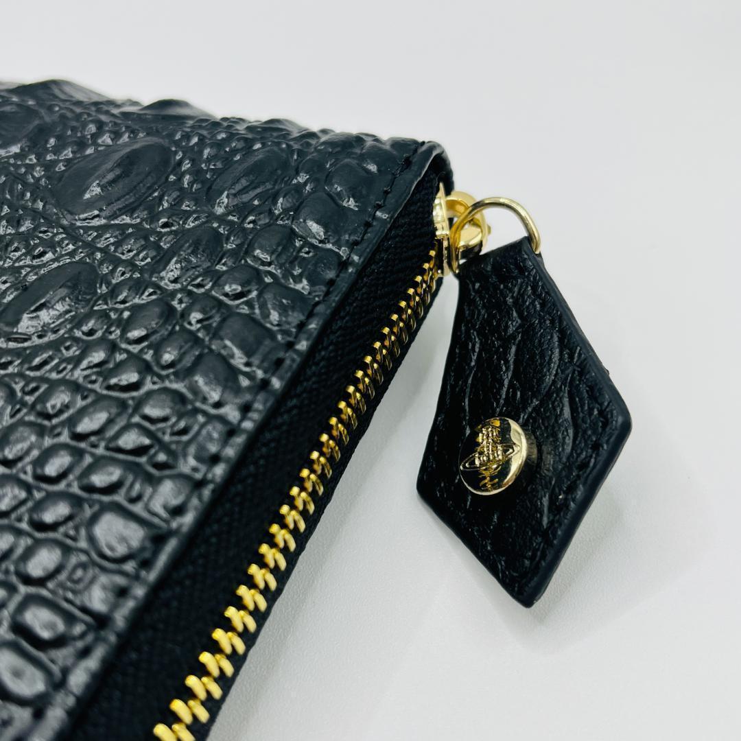 特価 未使用 Vivienne Westwood 黒 長財布 ワニ風 豪華人気