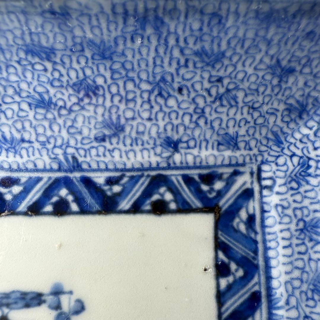 古伊万里　染付　微塵唐草　長皿　五枚　裏唐草文　名品　古美術　1700年代