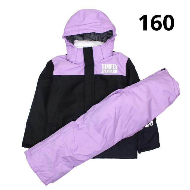 スキーウェア ジュニア 女の子 上下セット サイズ調整付き ブラック 160