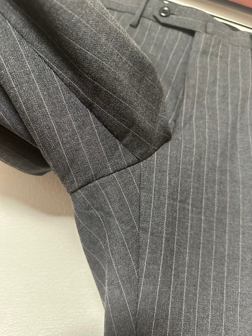 【美品】RING JACKET スーツ 日本製 グレーストライプ 44