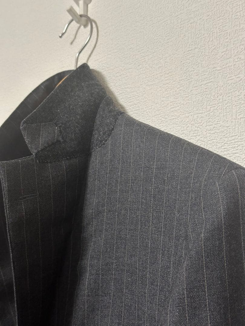 【美品】RING JACKET スーツ 日本製 グレーストライプ 44